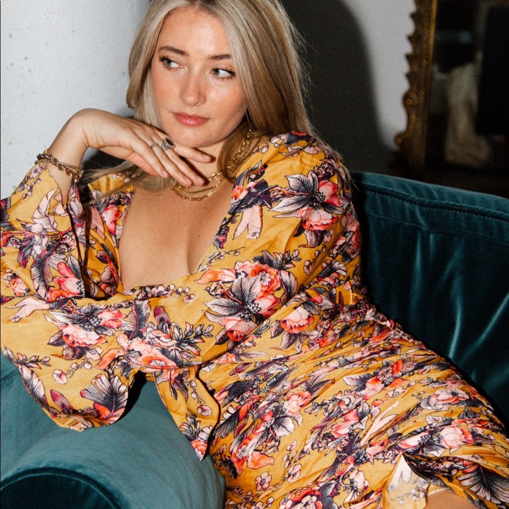 Anthropologie Yellow Mini Dress! Worn by Logan Hill for Anthro campaign